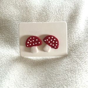 Mushroom Stud Earrings Handmade Cottagecore